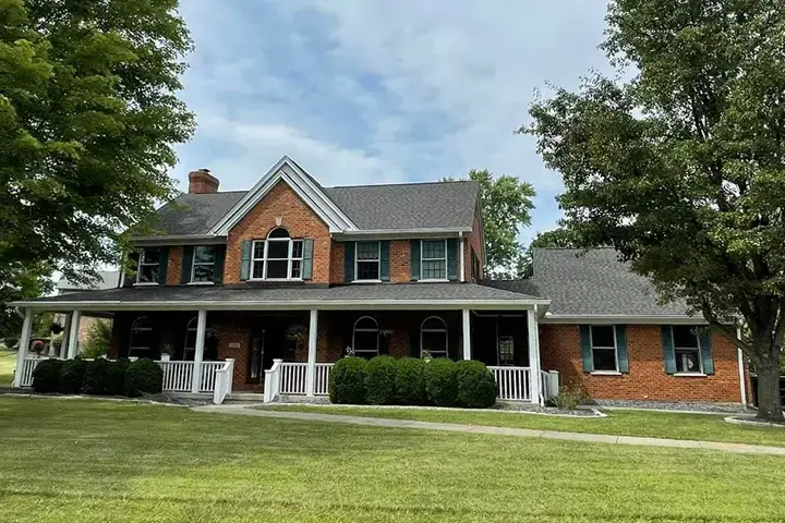 New gray shingles on roof